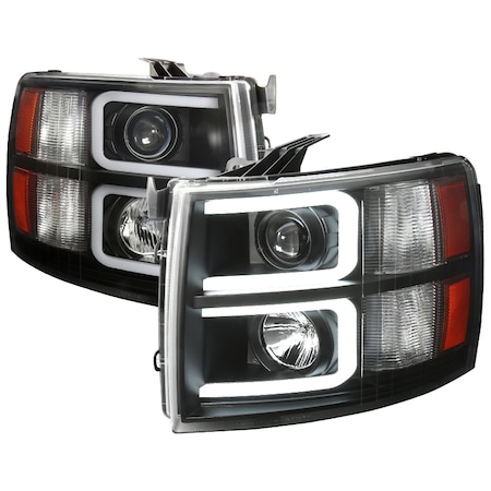 Spec-D Tuning 07-13 Chevrolet Silverado Projector Headlights Black 2LHP-SIV07JM-RS